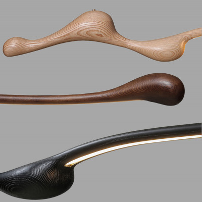 الحديث الرماد الخشب LED قلادة الأنوار ، عكس الضوء...