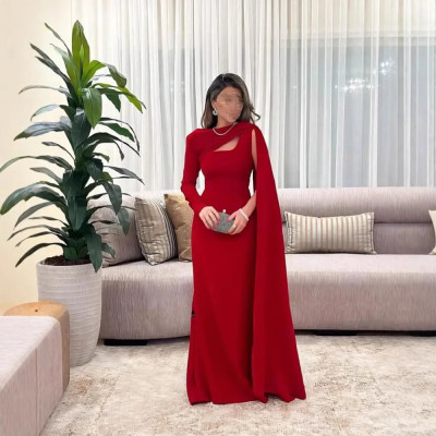 مثير التفاف الجسم واحد الكتف وشاح ثوب مسائي المرأة...