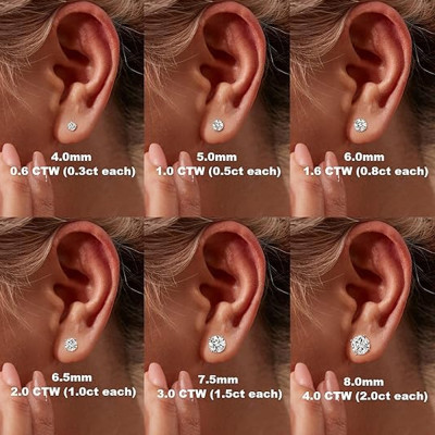 KNOBSPIN 2.0ct مويسانيتي أقراط للنساء مختبر نمت ال...