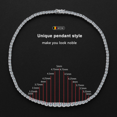 KNOBSPIN مويسانيتي تنس قلادة للمرأة ، مجوهرات الزف...