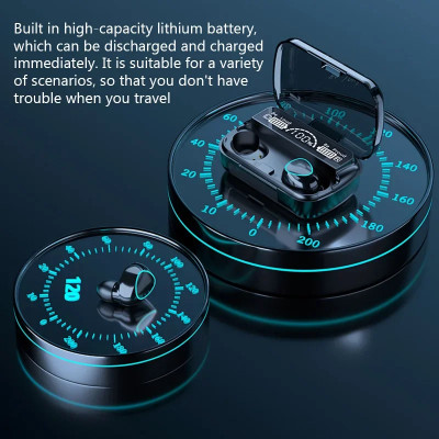 سماعات M10 TWS بلوتوث مع ميكروفون ، علبة شاحن سماع...