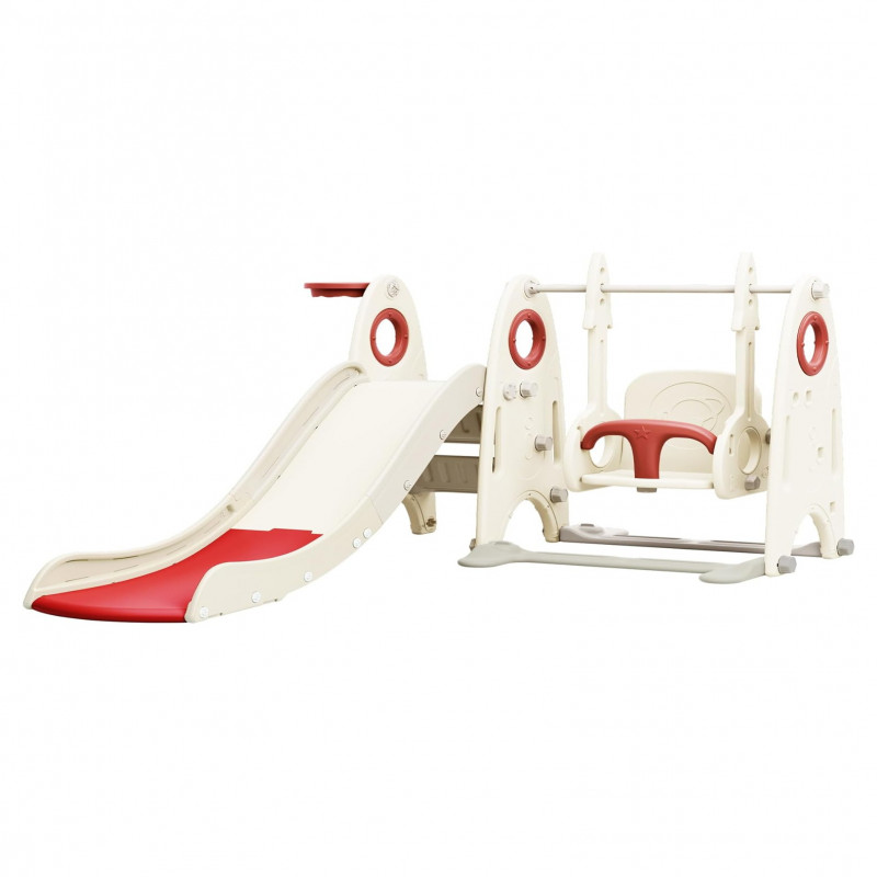 زحليقة مع مرجيحة علي شكل صاروخ مع طوق كرة سلة ومتس...