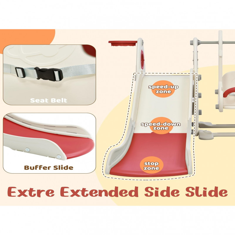 زحليقة مع مرجيحة علي شكل صاروخ مع طوق كرة سلة ومتس...