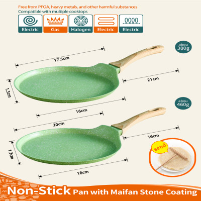 مقلاة كريب مسطحة غير لاصقة مقاس 8 بوصة من MsMk، مق...