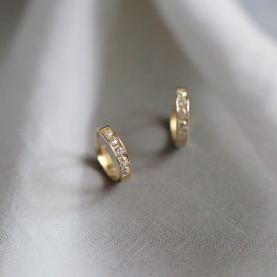 أقراط أذن دائرية من الذهب عيار 14K للنساء ، فضة اس...