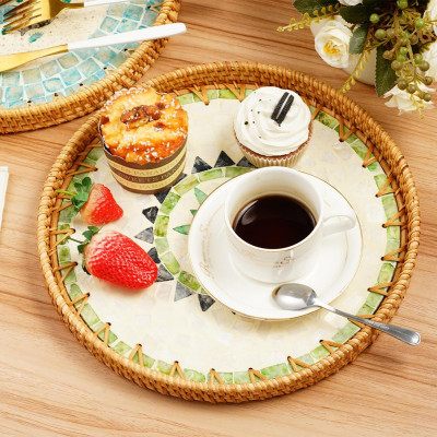 صينية تقديم مستديرة من الخيزران الهندي