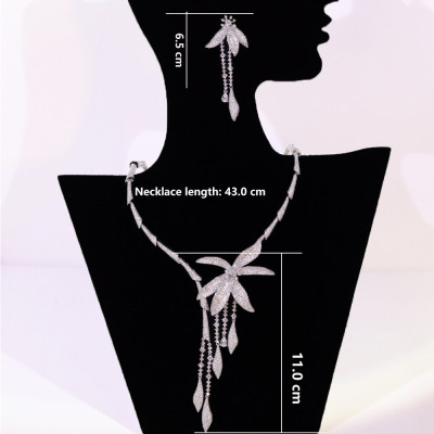 فاخر حفل زفاف الزركون زهرة قلادة مجموعة مجوهرات ال...