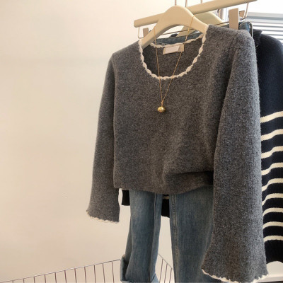 سترة نسائية فضفاضة بأكمام طويلة ، بلوفر كاجوال ، ت...