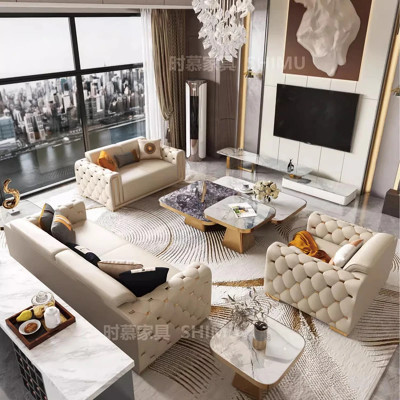 أريكة جلدية اسكندنافية متعددة الوظائف لغرفة المعيش...