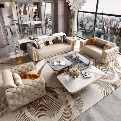 أريكة جلدية اسكندنافية متعددة الوظائف لغرفة المعيش...