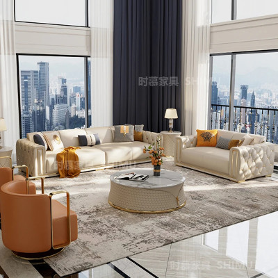 أريكة جلدية اسكندنافية متعددة الوظائف لغرفة المعيش...