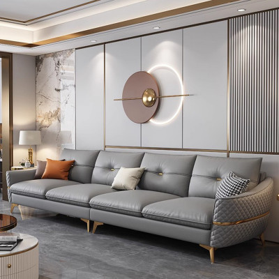 أريكة جلدية أنيقة بسيطة ، أرائك مقطعية حديثة نوردي...