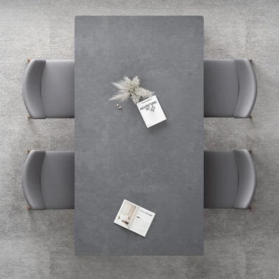 طاولة طعام خشبية مستطيلة ، أبيض ياباني ، مقاوم للم...