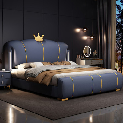 سرير مزدوج فاخر براق ، تخزين بحجم كبير ، إطار سرير...