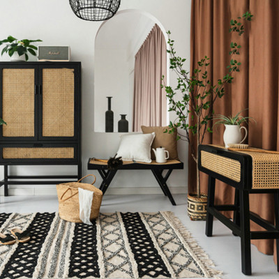 الشمال الأثاث الصلبة الخشب الروطان السرير الجدول ل...