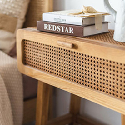 الشمال الأثاث الصلبة الخشب الروطان السرير الجدول ل...