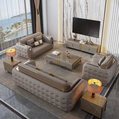 أريكة إيطالية من الجلد الأصلي ، أثاث فاخر لغرفة ال...