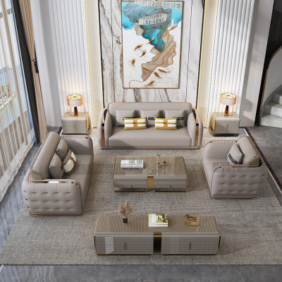 أريكة إيطالية من الجلد الأصلي ، أثاث فاخر لغرفة ال...