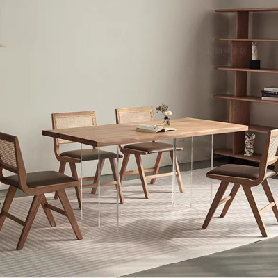 طاولة طعام خشبية على الطراز الاسكندنافي ، طاولة بس...