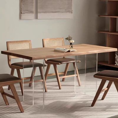 طاولة طعام خشبية على الطراز الاسكندنافي ، طاولة بس...