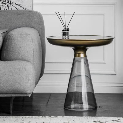 طاولة قهوة مستديرة من الزجاج المقسى ، طاولات جانبي...