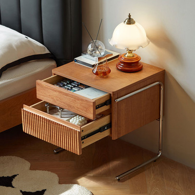 طاولة نوم عصرية بجانب السرير من الراتان الشمال ، م...