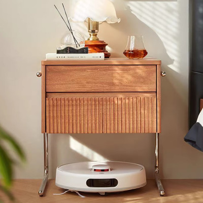 طاولة نوم عصرية بجانب السرير من الراتان الشمال ، م...