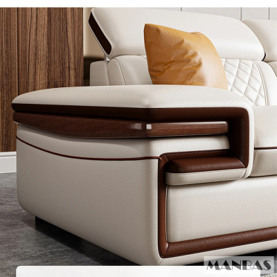 طقم أريكة من الجلد الطبيعي Linlamlim لغرفة المعيشة...