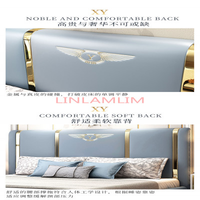 جلد طبيعي دخول لوكس هيكل سرير الحديثة الشمال كاماس...