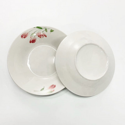 طبق سيراميك بسيط إبداعي ، طبق مستدير ، زينة توليب...