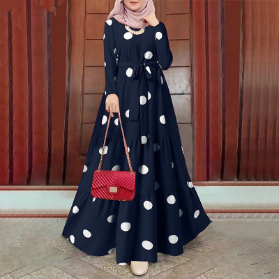 Long-sleeved woman abaya with S neckline, Eid, Mus...