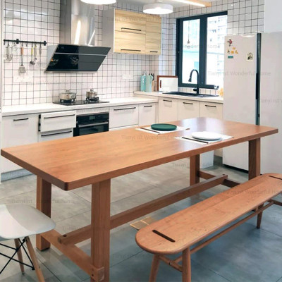 تمام ٹھوس لکڑی کے کھانے کی میز لاگ پادری طرز سادہ...