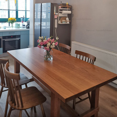 تمام ٹھوس لکڑی کے کھانے کی میز لاگ پادری طرز سادہ...