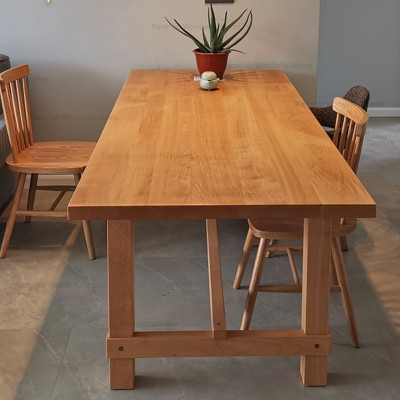 تمام ٹھوس لکڑی کے کھانے کی میز لاگ پادری طرز سادہ...