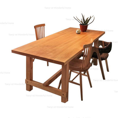 تمام ٹھوس لکڑی کے کھانے کی میز لاگ پادری طرز سادہ...