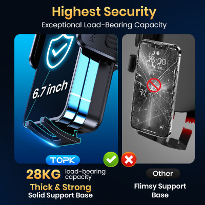 حامل هاتف Topk للسيارة ، 2 في 1 ، مثبت للوحة القيا...