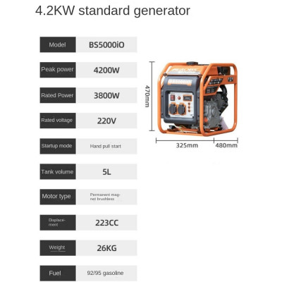 4.2kw مولد البنزين 220 فولت المنزلية الصغيرة متغير...