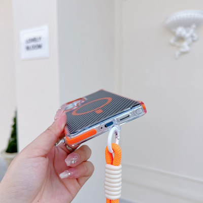 Luxury Lanyard Carbon Fiber Magnetic Phone Case Fo...