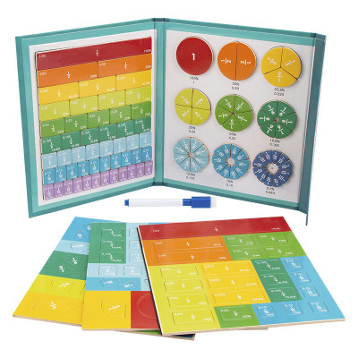 Children's magnetic part, math learning, wooden toys, fraction book, children's counting set, educational games, teaching aids