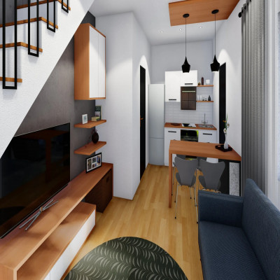 منزل صغير خشبي جاهز الصنع ، منزل وحدات ، غرفتي نوم...