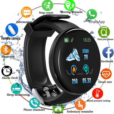 D18 ساعة ذكية الرجال النساء Smartwatch ضغط الدم مق...