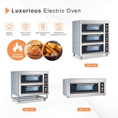 فرن مخبز صناعي 3 طبقات 6 صينية ، فرن تجاري يعمل با...