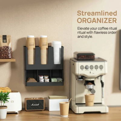 Home Coffee Bar Wall Storage Rack Practical Cup Co...