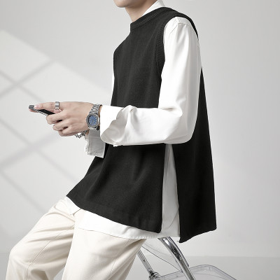 بلوفر رجالي كاجوال منسوج برقبة دائرية ، سترة كورية...