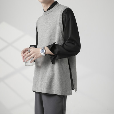 بلوفر رجالي كاجوال منسوج برقبة دائرية ، سترة كورية...