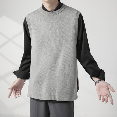 بلوفر رجالي كاجوال منسوج برقبة دائرية ، سترة كورية...