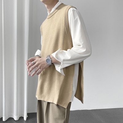 بلوفر رجالي كاجوال منسوج برقبة دائرية ، سترة كورية...