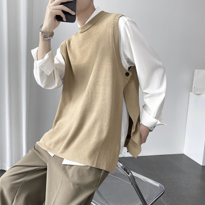 بلوفر رجالي كاجوال منسوج برقبة دائرية ، سترة كورية...