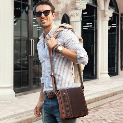 CONTACT'S-حقيبة كتف جلدية للرجال ، حقيبة كتف صغيرة...