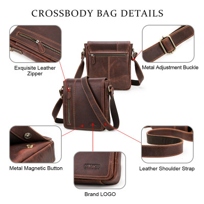 CONTACT'S-حقيبة كتف جلدية للرجال ، حقيبة كتف صغيرة...